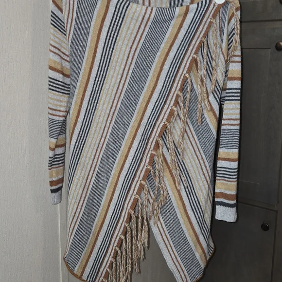 ###Earth Tone Striped Cardigan - Picture 3 of 7